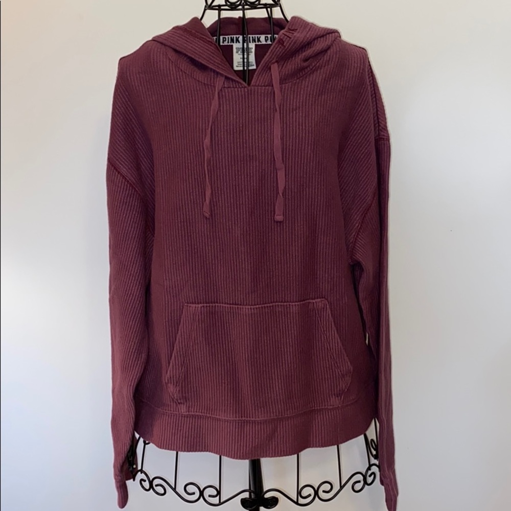 New in bag VS Pink ribbed Campus hoodie Luscious Plum